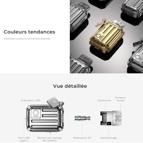 Aspire Riil X Pod Kit|行李箱小煙主機 小巧便攜的金屬質感外型,猶如迷你行李箱般高級有型! 兼具時尚外觀與穩定輸出,口感表現細膩穩定,不論是濃郁系或順口系都能完美駕馭。 電子煙 新手電子煙 電子煙主機 潮流商城