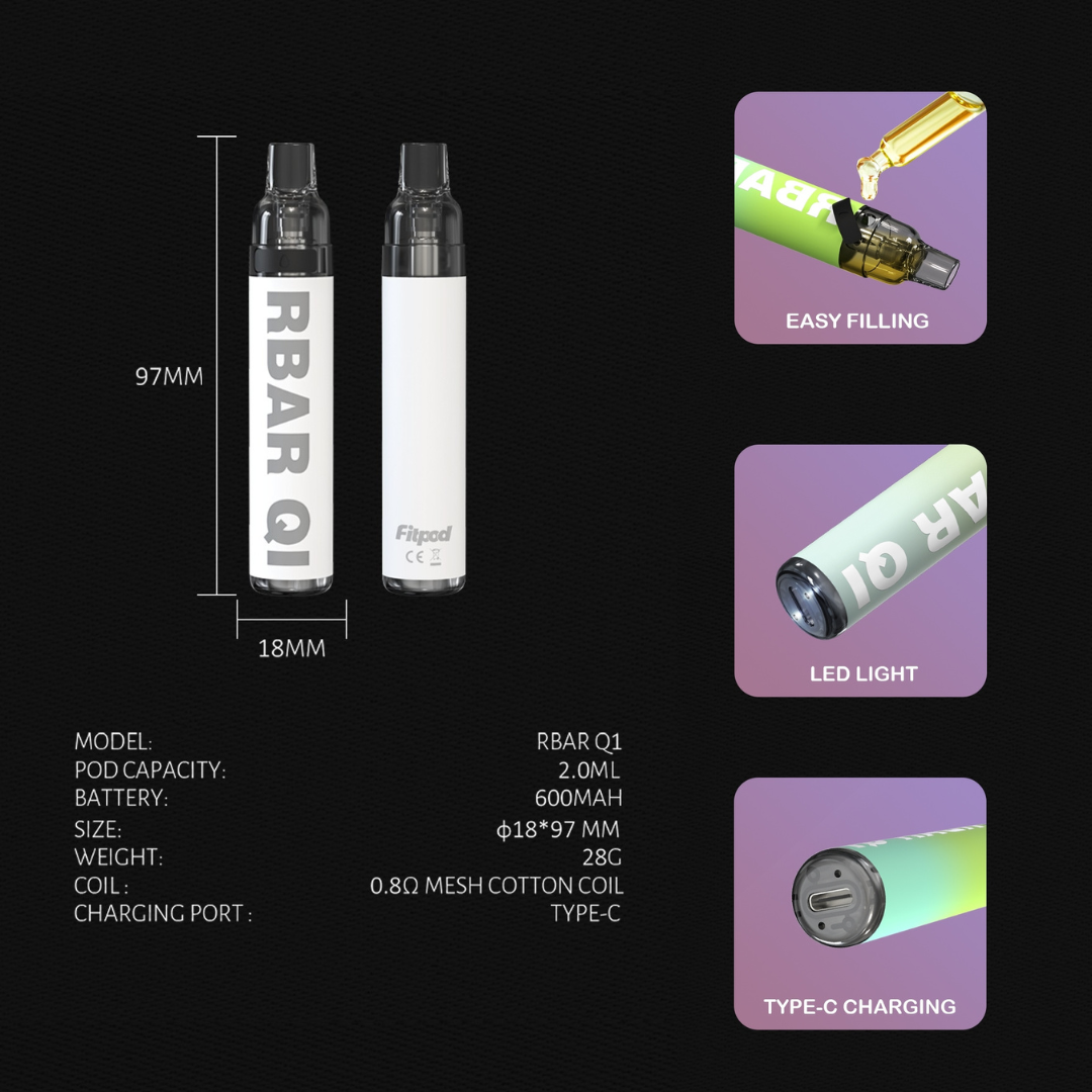 Fitpod RBAR Q1 一次性可重複注油主機 (8) Fitpod RBAR Q1可重復注油一次性 Q1主機 一次性主機 一次性電子煙 電子菸 拋棄式電子煙 Q1電子煙 蒸氣店 蒸氣賣場 蒸氣部落 蒸氣對決